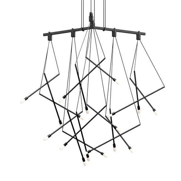 Sonneman Sls1165 Suspenders 15 Light 32" Wide Led Chandelier - Black
