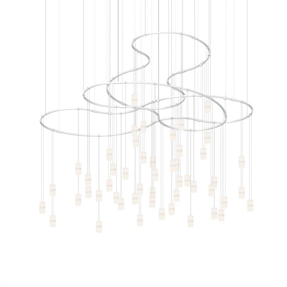 Sonneman Sls4242 Suspenders 82" Wide Led Matrix Chandelier - Satin White / Clear