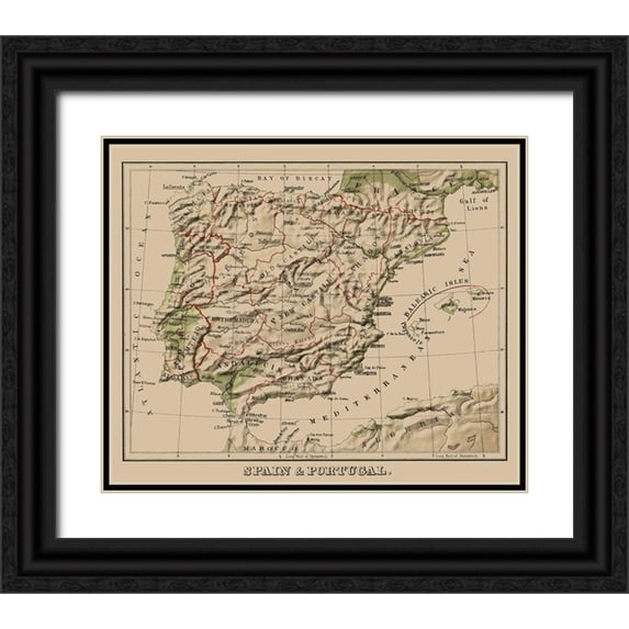 Sonnenschein 14x12 Black Ornate Wood Framed with Double Matting Museum Art Print Titled - Spain Portugal - Sonnenschein 1880