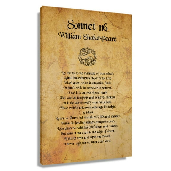 Sonnet 116 Poem Wall Art William Shakespeare Quotes Wall Art Poetry Posters for Bathroom Print Canvas Kitchen Giclee Oil Paintings for Bedroom Decor Framed 20x30 in