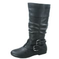 thumbnail image 1 of Sonny-54 Women's Caual Side Zip Buckles Slouch Flat Heel Mid Calf Round Toe Boots ( Black, 11), 1 of 2