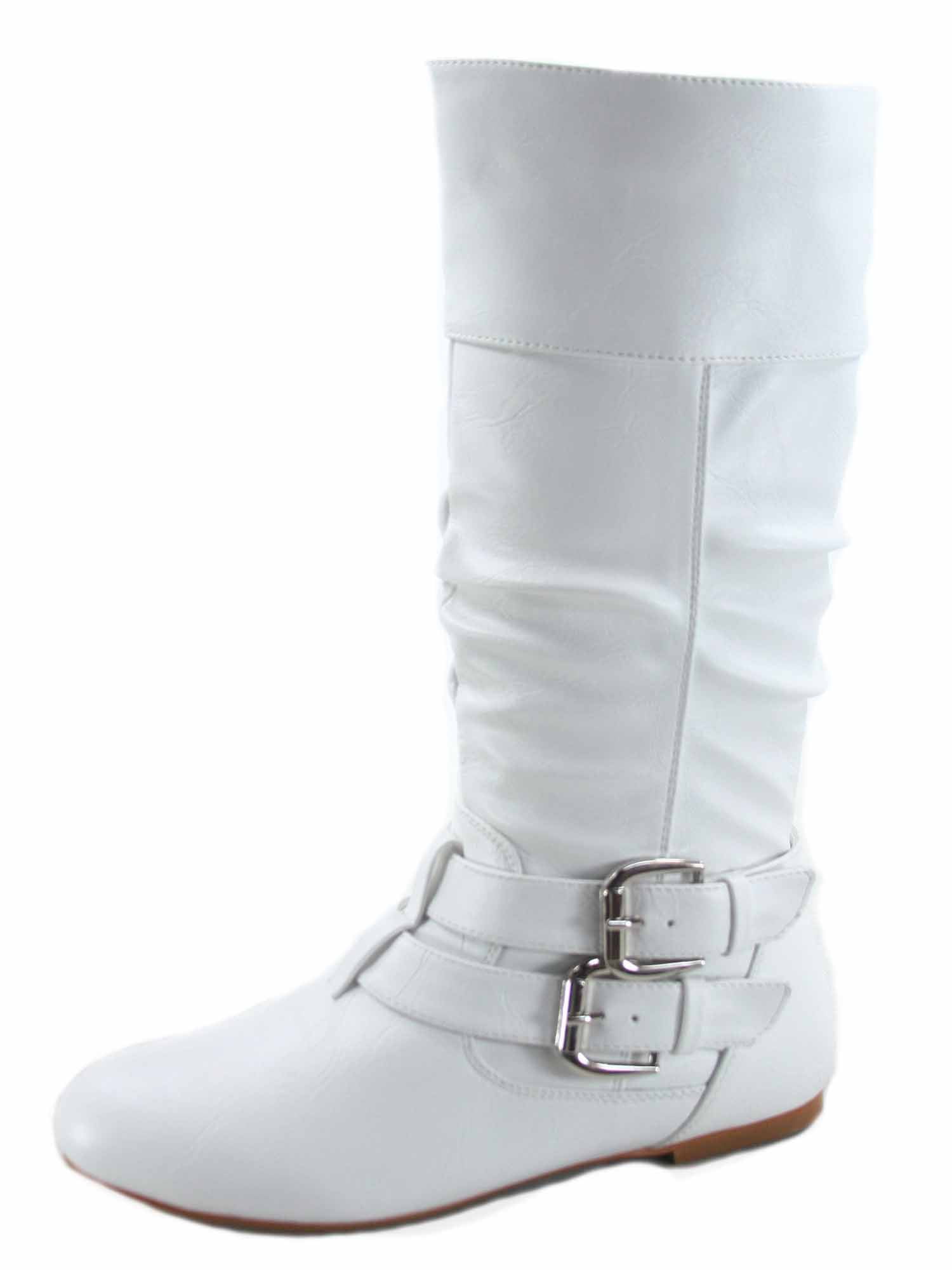 ミドルブーツ ALEVI Women Boots L22W9002P0561136 White Sonny-54 Women's Casual Leather Low Heel, Side Zip, Buckles