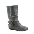thumbnail image 1 of Sonny 54k Youth's Girls' Kid's Causal Round Toe Buckles Flat Heel Zip Mid Calf Riding School Boots Shoes ( Gray, 9 ), 1 of 2