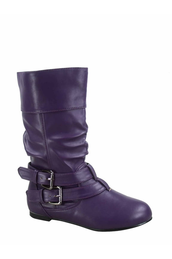 Unisex, Cushioned Insole, Round Toe, Mid Calf Kids' Boots, Purple, Size 9