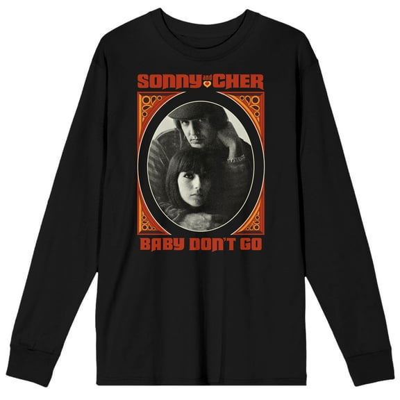Sonny & Cher Baby Don't Go Crew Neck Long Sleeve Black Adult Tee-3XL