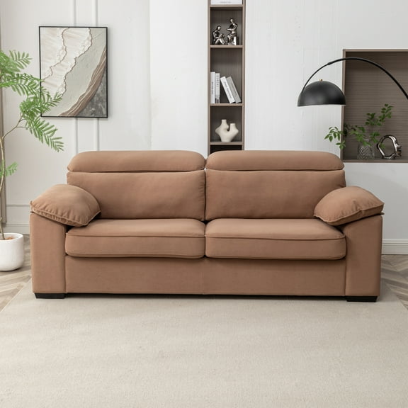 Sonny Contemporary Modern Pullout Sofa Bed with 4" Gel Mattress, Brown