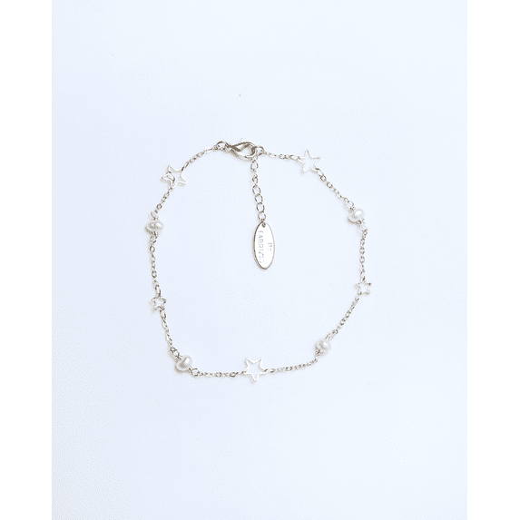 Sono Stellar Anklet in Gold-Plated Star Chain with Freshwater Pearls