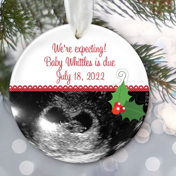Sonogram Photo Baby Reveal Ornament Expecting a Baby Personalized Christmas Ornament Ultrasound Photo Baby Announcement