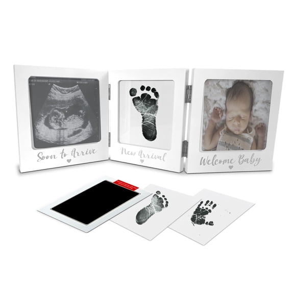 Sonogram Picture Frame with Inkless Hand Footprint Kit Gender Neutral Baby Decor