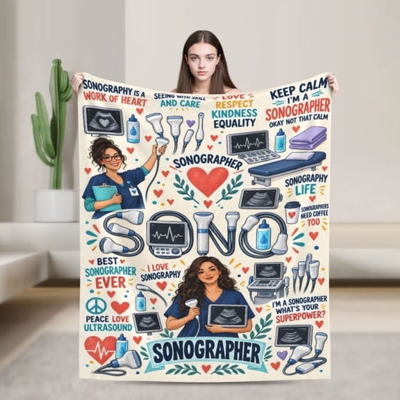 Sonographer Blanket Flannel Throw Ultrasound Tech Sonography Appreciation Gift for Women 50x40