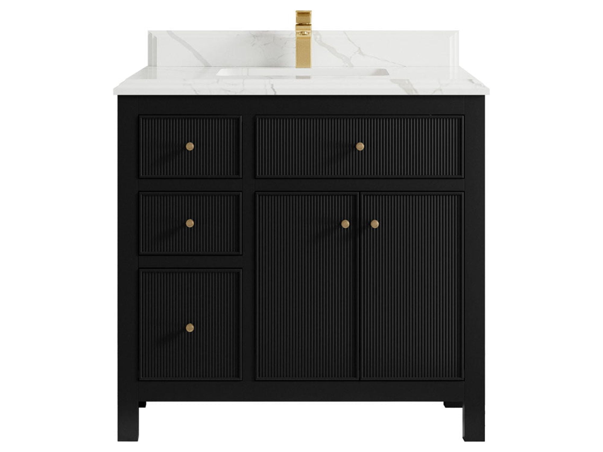 Sonoma 36 in W x 22 in D Center Sink Free Standing Reeded Bathroom ...