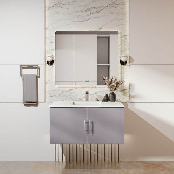 Sonoma 36 in W x 22 in D Dark Grey Single Bath Vanity and Cultured Marble Top