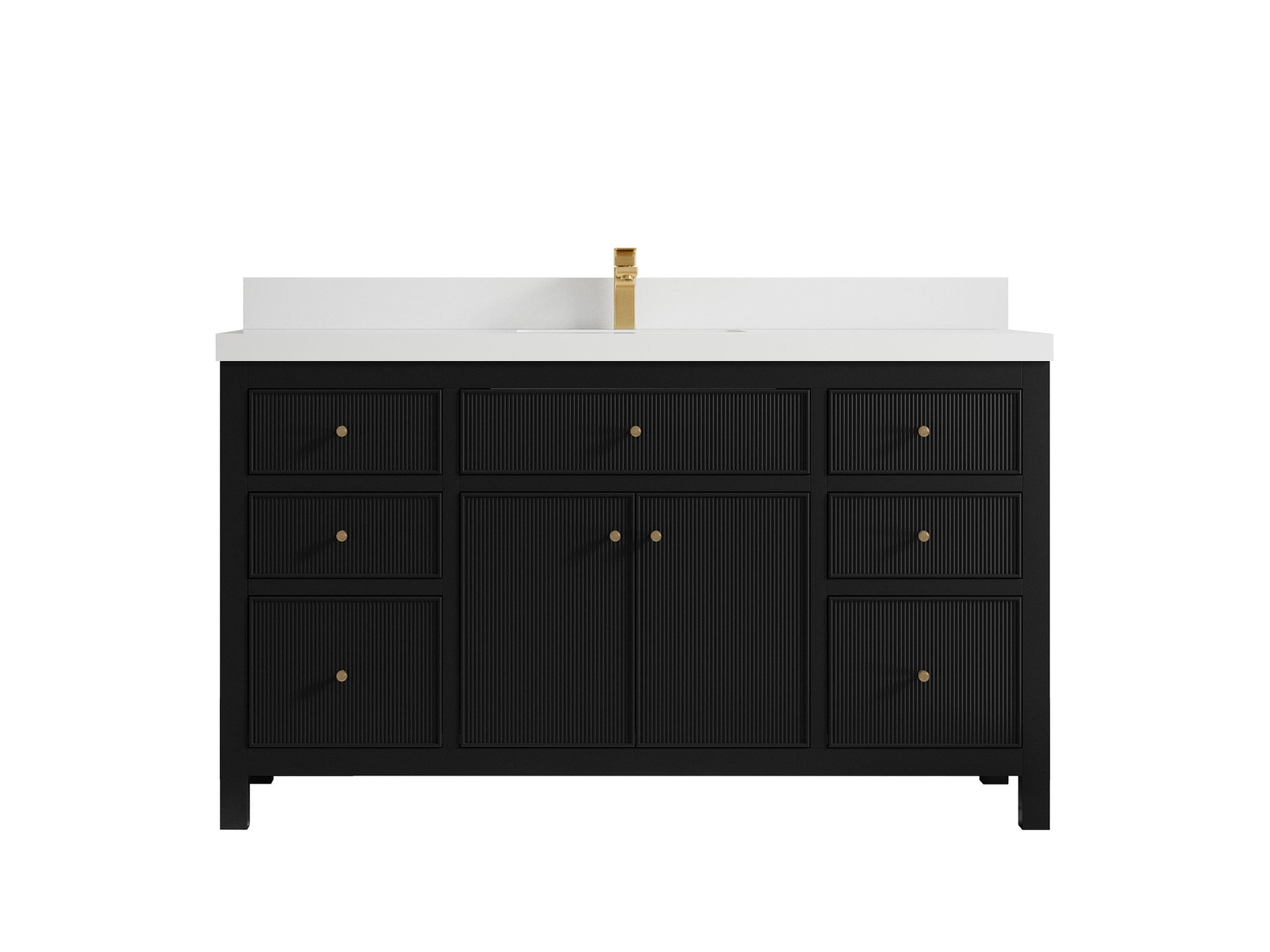 Sonoma 60 in W x 22 in D Free Standing Reeded Single Sink Bathroom ...