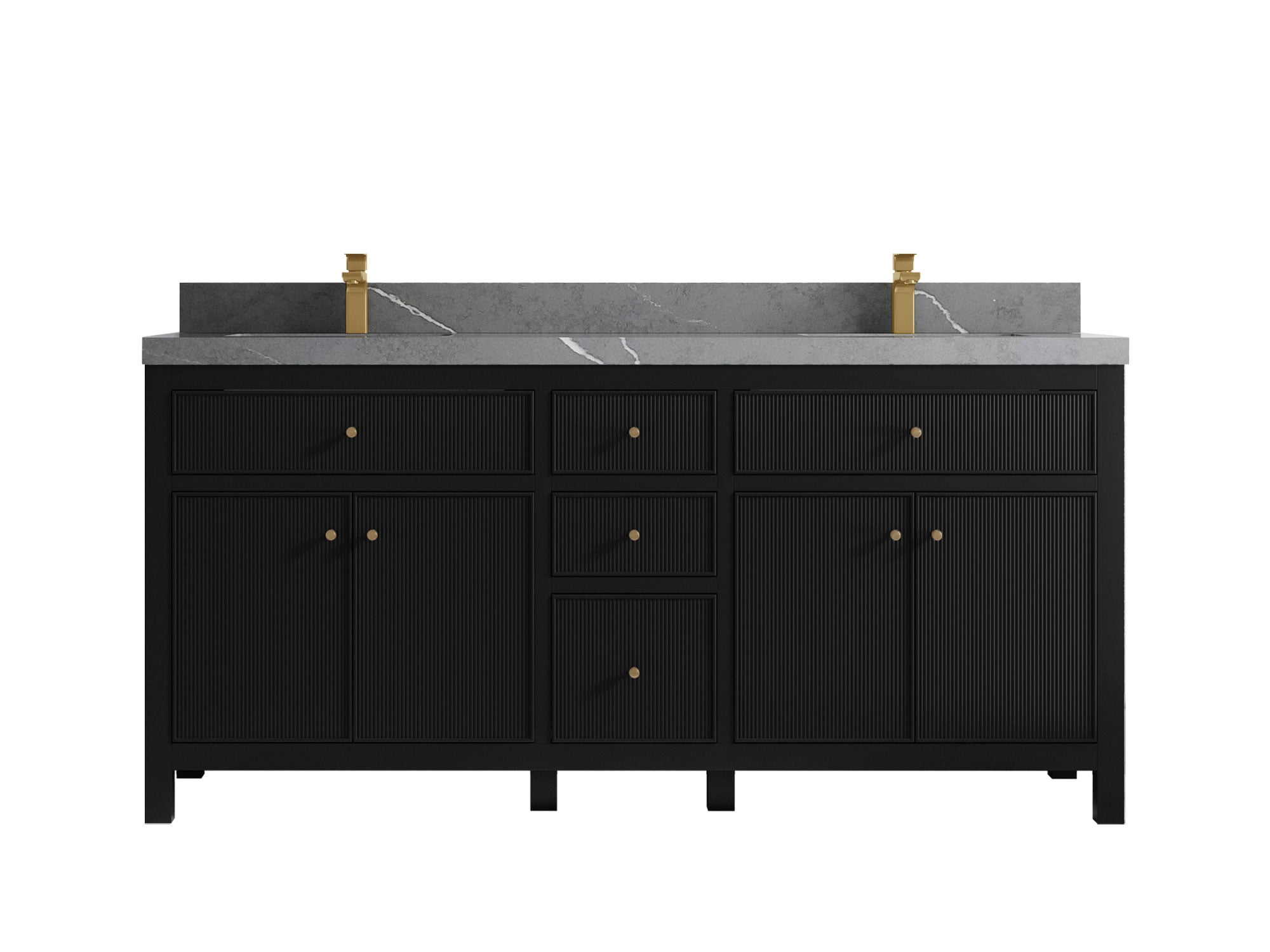Sonoma 72 in W x 22 in D Free Standing Reeded Double Sink Bathroom ...