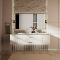 Sonoma 72 in W x 22 in D Glossy White Double Bath Vanity, Cultured Marble Top and 30 in LED Mirrors