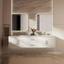 Sonoma 80 in W x 22 in D Glossy White Double Bath Vanity and Cultured Marble Top