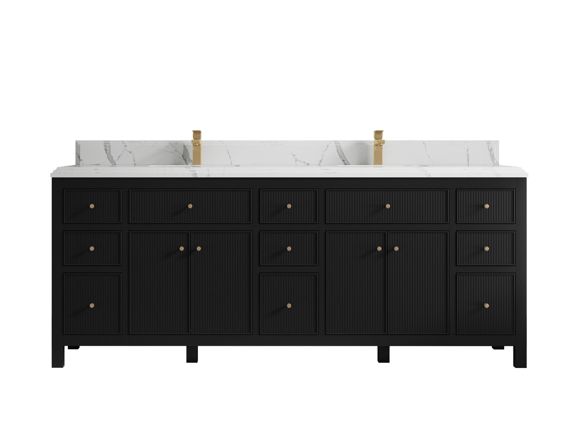 Sonoma 84 in W x 22 in D Free Standing Reeded Double Sink Bathroom