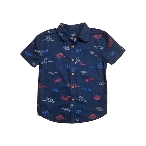 Sonoma Boys Blue With Dinosaurs Short Sleeve Button-Down Shirt Size 5