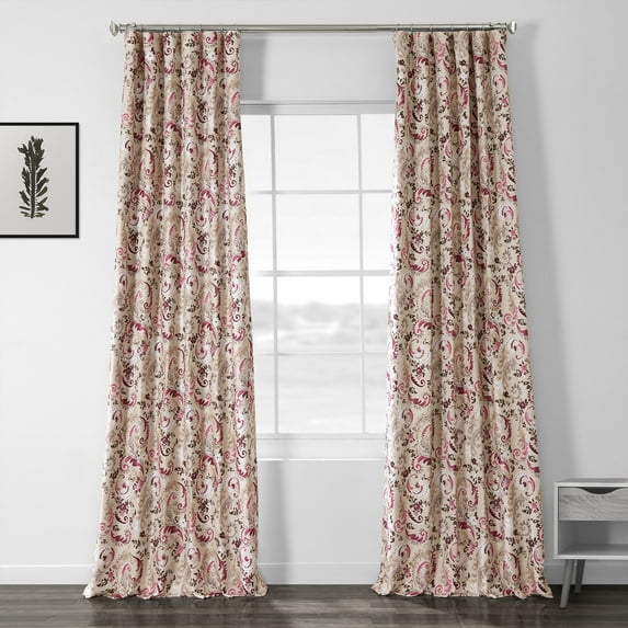 Sonoma Cabernet Paisley Printed Faux Linen Room Darkening Curtain (1 Panel), Sonoma Cabernet, 50W X 96L