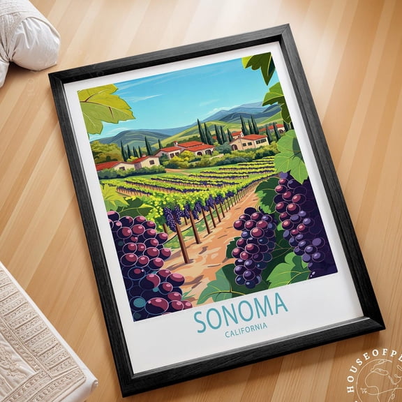 Sonoma California Wall Art Print, California Travel Print, Sonoma Travel Poster, Housewarming Gifts, Birthday Gifts Wall Art, Modern Wall Decor, 16x24 UNFRAMED