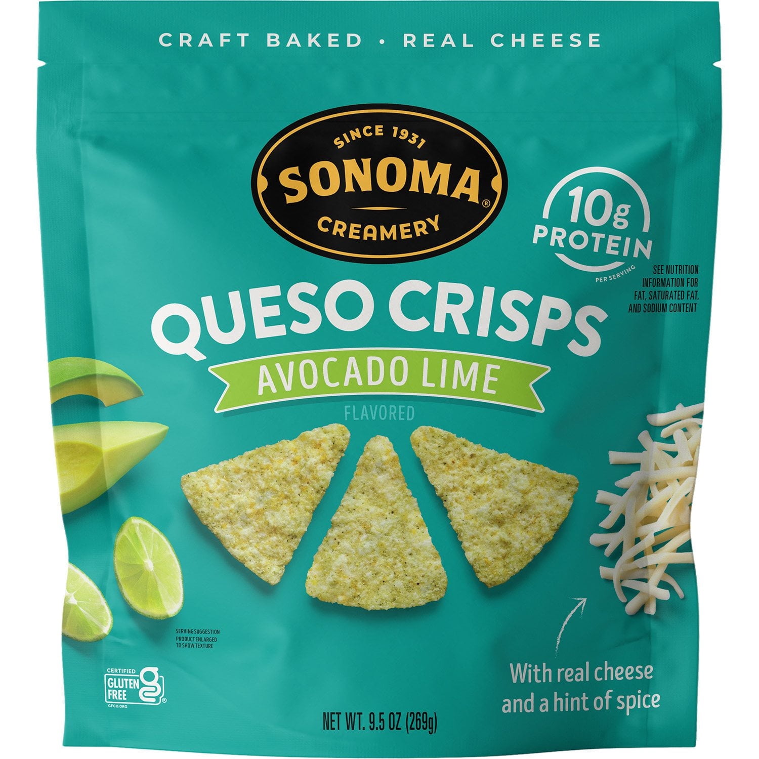Sonoma Creamery Avocado Lime Flavored Queso Crisps 9.5 oz.