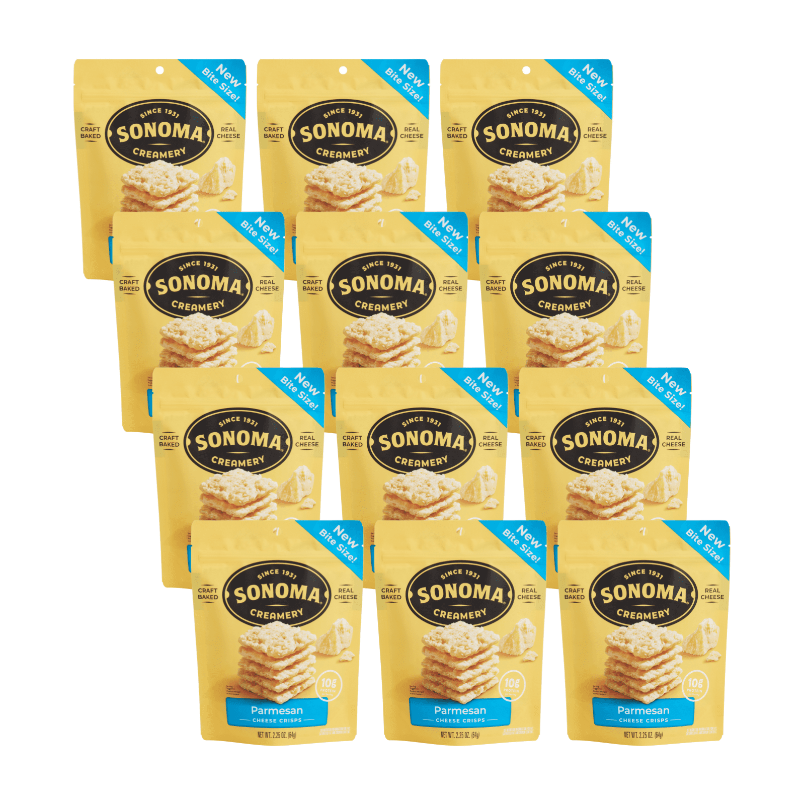 Sonoma Creamery Cheese Crisps, Parmesan, | Savory Snack Cracker | High Protein | Low Carb | Gluten Free | Wheat Free, 2.25 oz (Pack of 12)