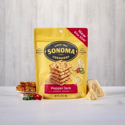 Sonoma Creamery - Cheese Crisps, Pepper Jack, 2.25 Oz (12 Count) | Savory Snack | High Protein | Low Carb | Gluten Free |Keto-Friendly