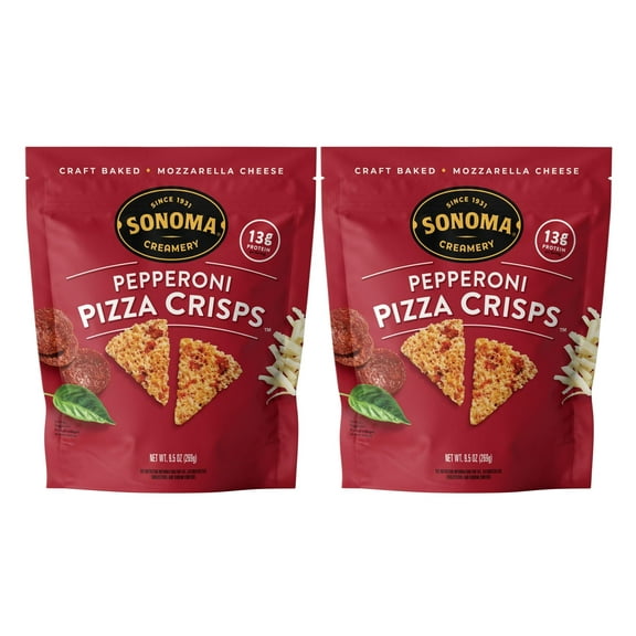 Sonoma Creamery - Pizza YYF14 Crisps, Pepperoni, 9.5 Oz (2 Count) | Savory Snack Cracker | High Protein | Low Carb | Gluten Free | Wheat Free |Keto Friendly