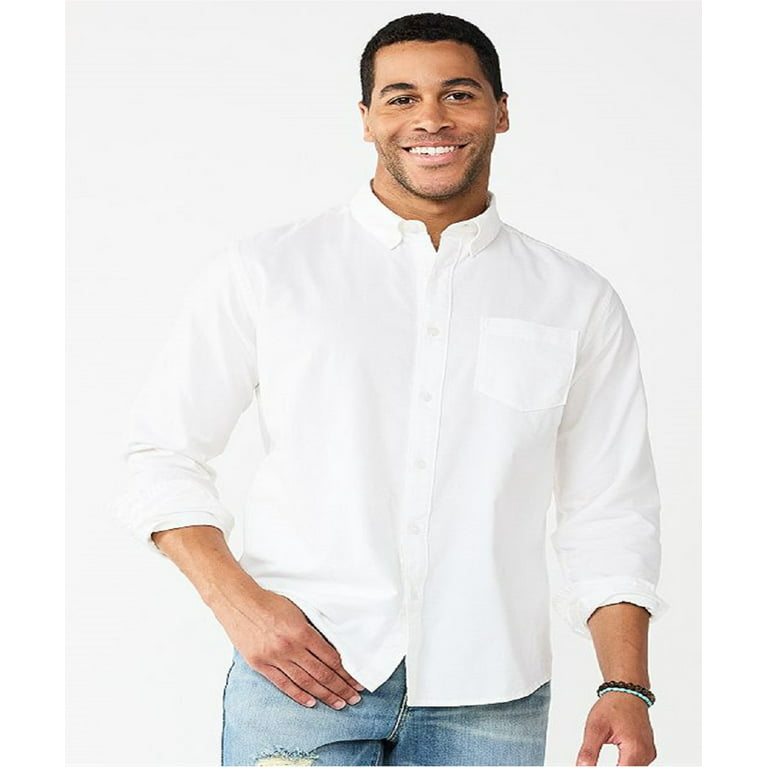 Sonoma Goods For Life Men's Perfect Length Button Down Shirt White Size  X-Large 