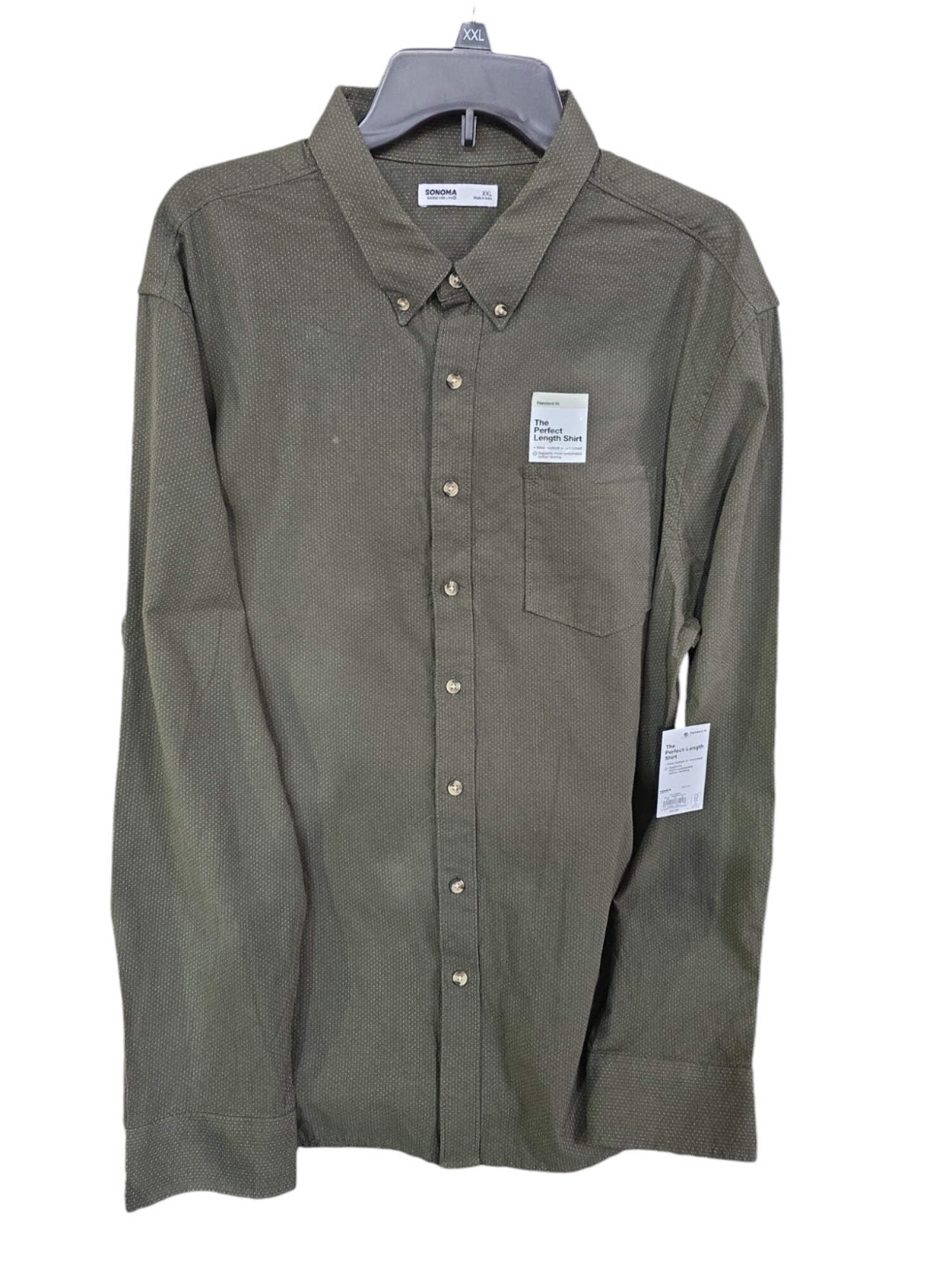 sonoma dress shirts Men's Sonoma Goods For Life Long Sleeve Performance Button-Down Shirt, Size: Small, White Blue Plaid
