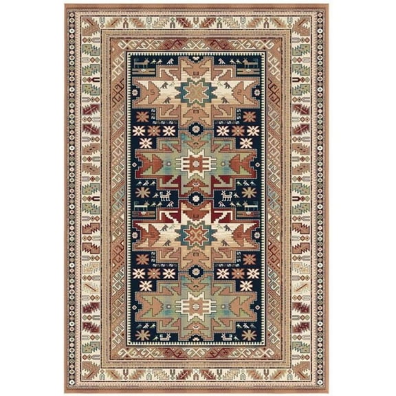 Sonoma Gypsy Rust Black Ivory Aqua Viscose Area Rug