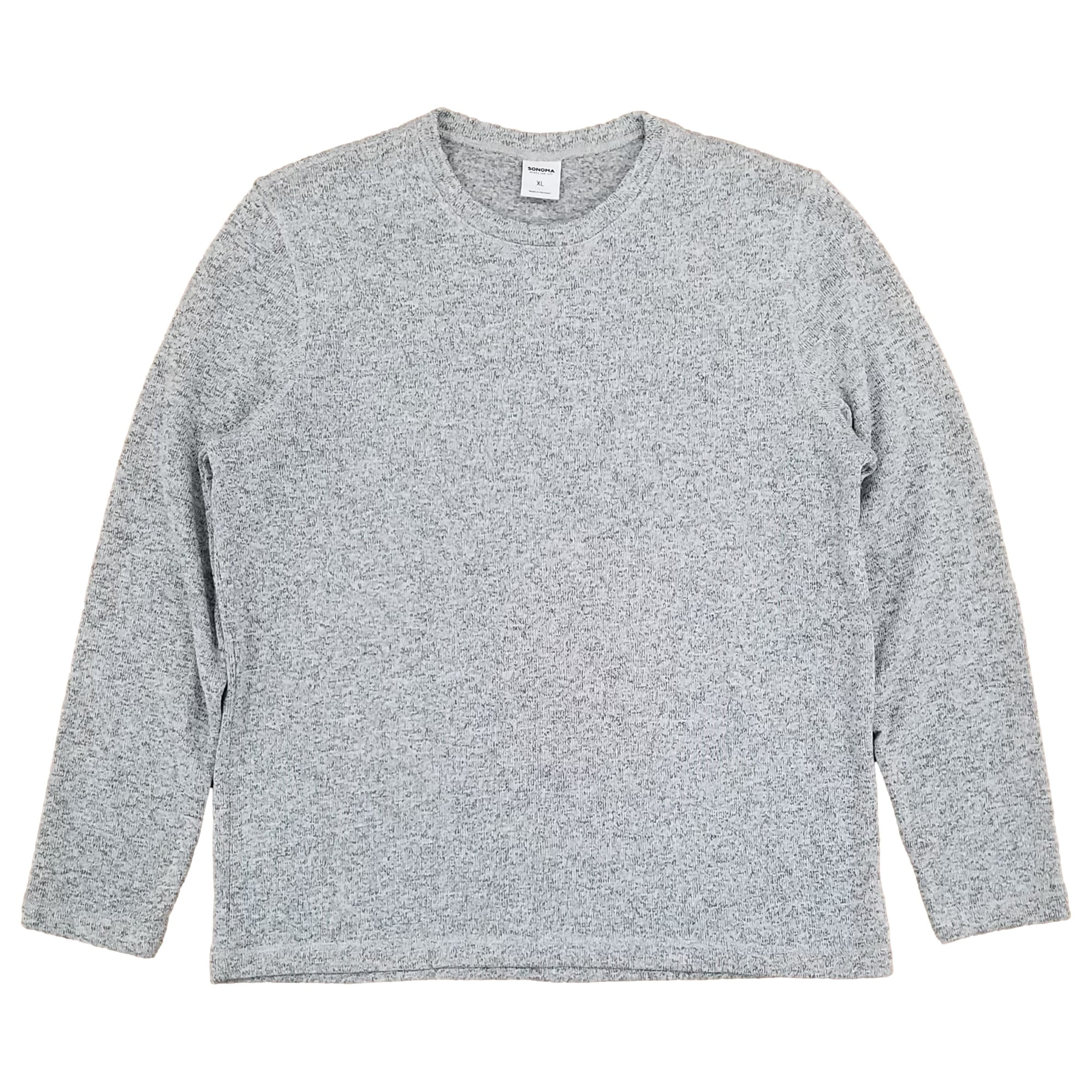Sonoma Mens Gray Heather Long Sleeve Crew Neck Fleece Shirt X