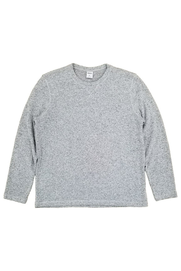 Mens Gray Heather Long Sleeve Crew Neck Fleece Shirt X-Large