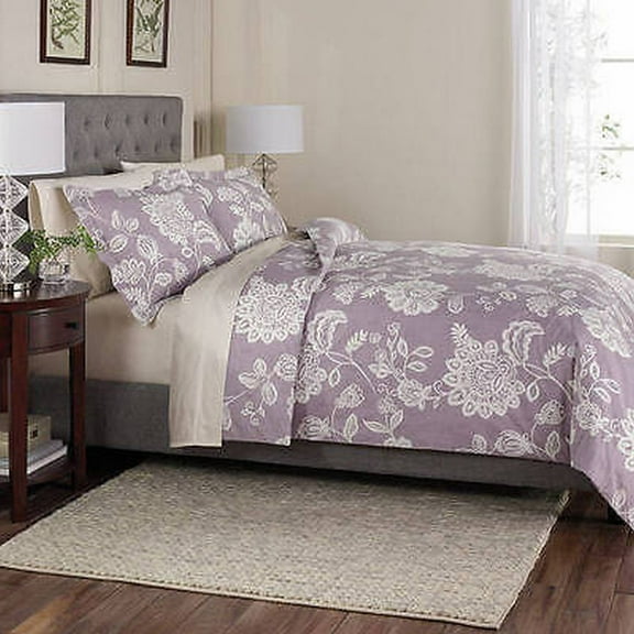 Sonoma Petaluma Lavender Floral 3 Pc Cotton Duvet Cover Set Full Queen Size Bed
