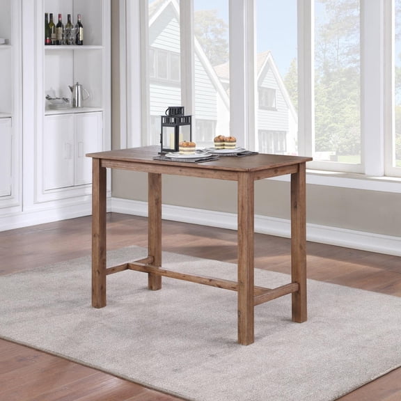Sonoma Pub Table Barnwood Wire-Brush Acacia Wood Frame for Home Bar Kitchen Dining Room