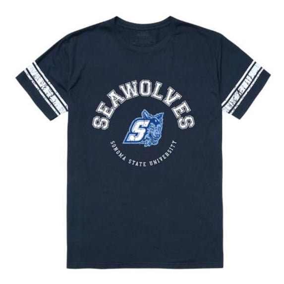 Sonoma State University Seawolves Men Football T-Shirt, Navy - Small
