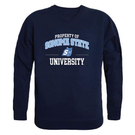 Sonoma State University Seawolves Property of Crewneck Sweatshirt, Navy - Medium