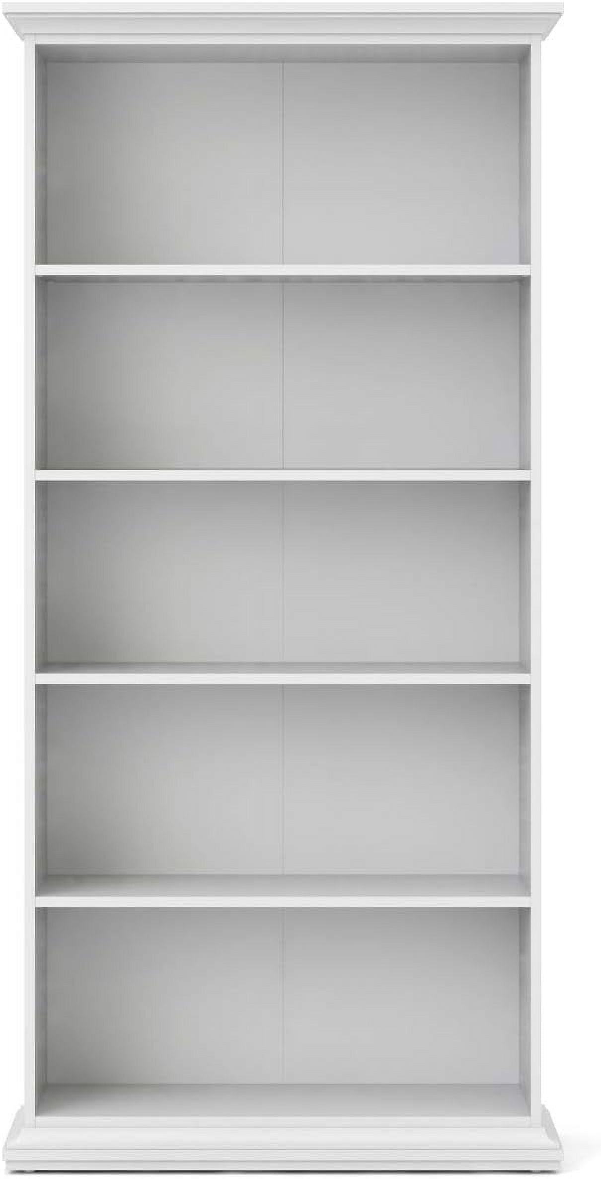 Sonoma Tall Wide Adjustable White Wood 5-Shelf Bookcase