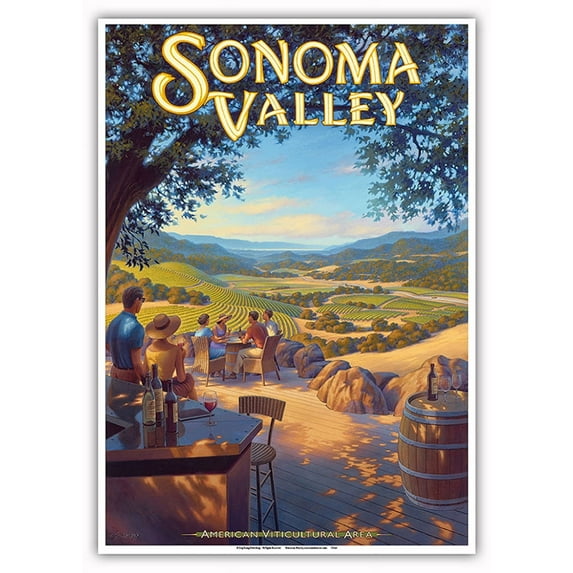 Sonoma Valley Wineries - Kunde Family Estate - California Vineyards Wine Country Art by Kerne Erickson - Master Art Print 10in x 14in
