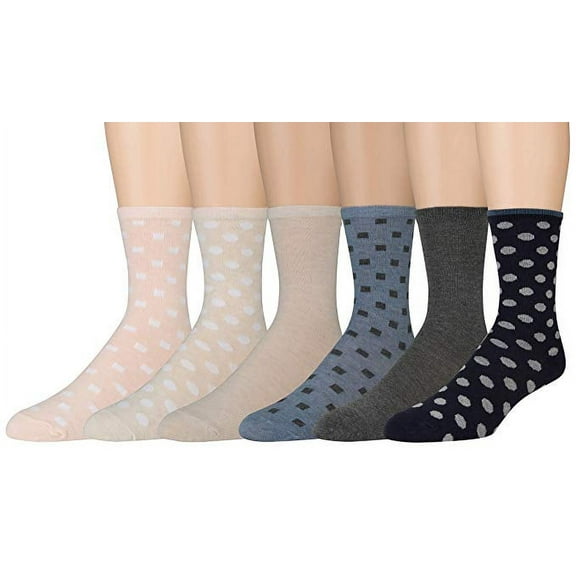 Sonoma Womens Dress Crew Socks Solid and Patterned 6 Pairs Size 4-11