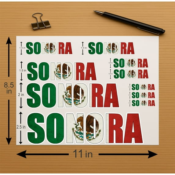Sonora Mexico Flag Letters Vinyl Sticker Decal Set – Full Color, Laminated , Weatherproof – for Cars, Laptops, Toolboxes, Coolers, and More