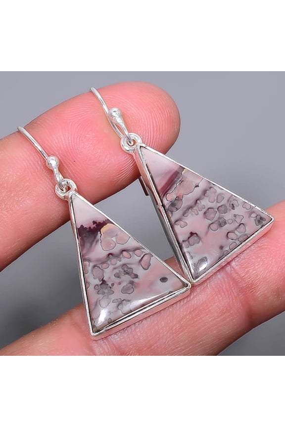 Sonoran Dendritic Jasper - Mexico 925 Sterling Silver Earring 1.68" A368, Handmade Jewelry, Dangle Earring