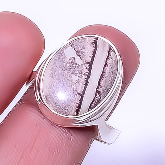 Sonoran Dendritic Jasper - Mexico 925 Sterling Silver Ring s.9.5 R491-25 A37, Christmas Gift, Gemstone Silver Jewelry, Jasper Ring, New Year Sale