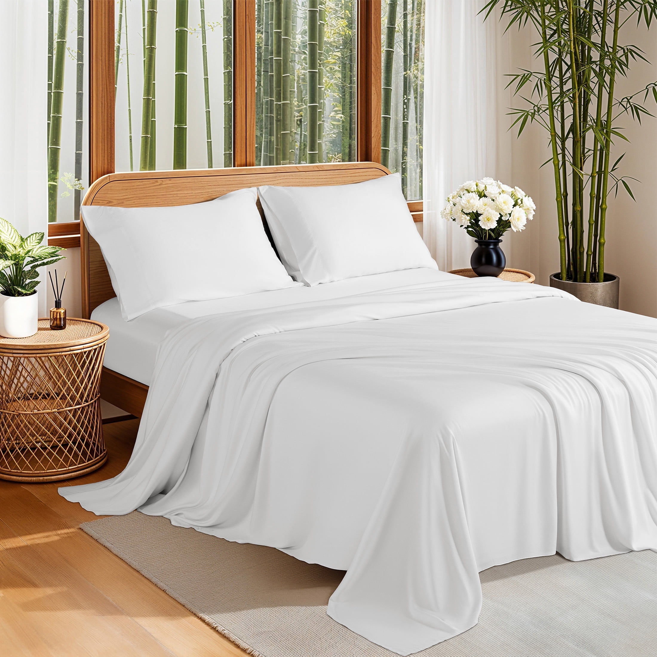 Sonoro Kate 100% Organic Cooling Bamboo Sheets, King Sheet Set 4-Piece ...