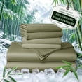 thumbnail image 1 of Sonoro Kate 100% Organic Cooling Bamboo Sheets, King Sheet Set 6-Piece with 16" Deep Pocket, Silky Smooth Luxury Bed Sheets, Sage Green, 1 of 7
