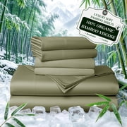 Sonoro Kate 100% Organic Cooling Bamboo Sheets, King Sheet Set 6-Piece with 16" Deep Pocket, Silky Smooth Luxury Bed Sheets, Sage Green