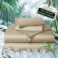 thumbnail image 1 of Sonoro Kate 100% Organic Cooling Bamboo Sheets, Queen Sheet Set 4-Piece with 16" Deep Pocket, Silky Smooth Luxury Bed Sheets, Beige, 1 of 7