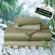 Sonoro Kate 100% Organic Cooling Bamboo Sheets, Queen Sheet Set 4-Piece with 16" Deep Pocket, Silky Smooth Luxury Bed Sheets, Sage Green