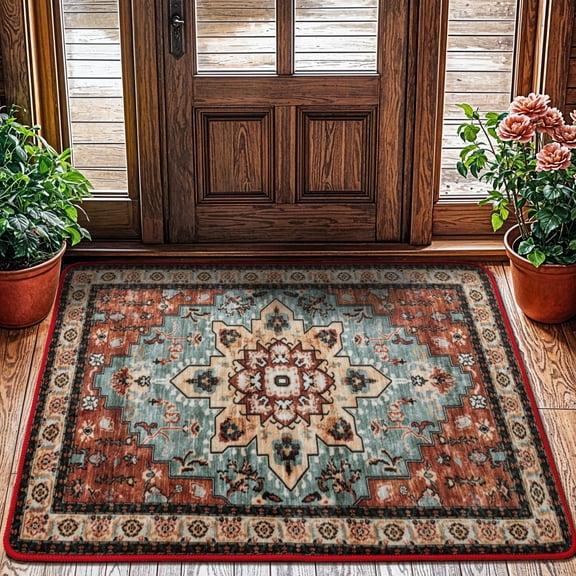 Sonoro Kate 2x3 Area Rugs for Living Room Bedroom, Non Slip Boho Machine Washable Indoor Floor Carpet, Red
