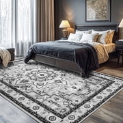 Sonoro Kate 4x6 Area Rugs for Living Room Bedroom, Non Slip Boho Machine Washable Indoor Floor Carpet, Gray